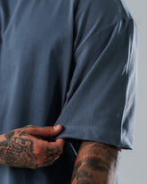 Camiseta Boxy Fit Básica Azul Rochoso